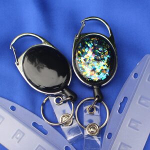 Silver Activated Shungite Coated Outdoor Key Ring Return Retractable Key Chain Badge Reels