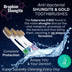 Shungite & Gold Toothbrushes or Bamboo handles, Bacteria Killing, Eliminating Plaque!